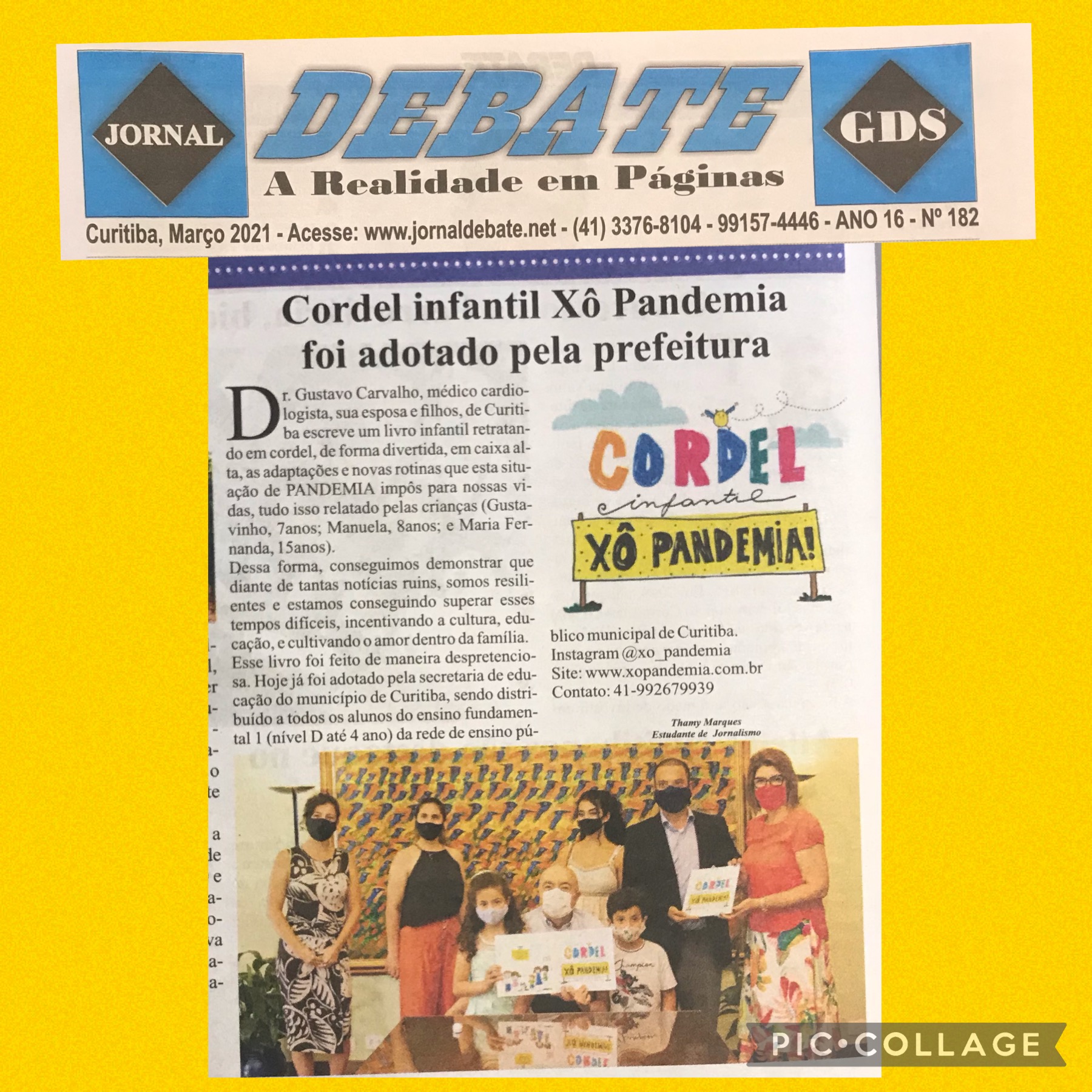 jornal debate - curitiba - livro cordel infantil xô pandemia